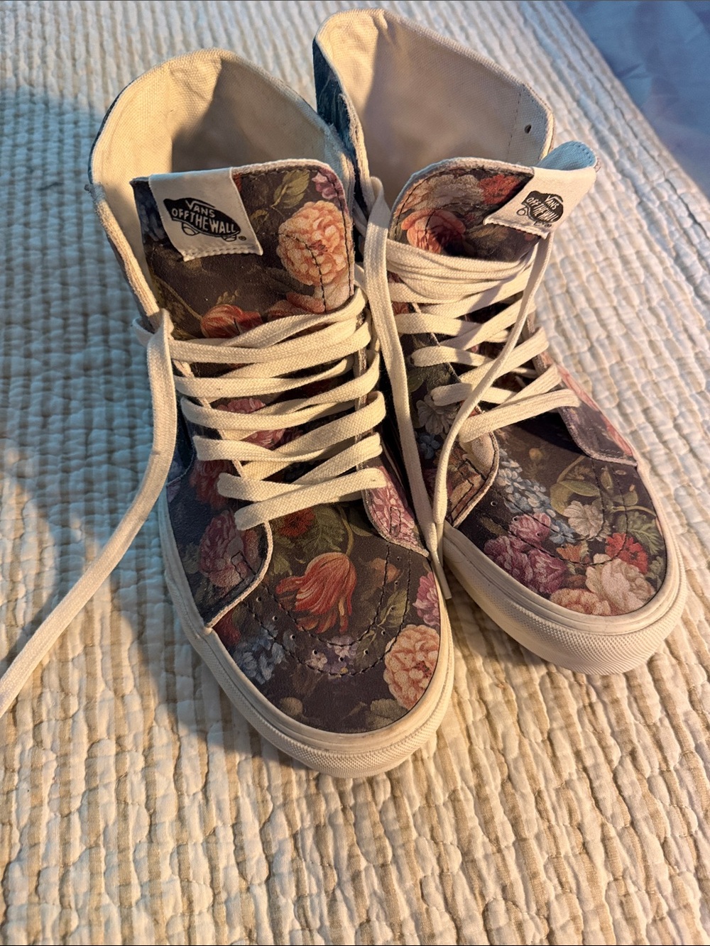 Vans Floral High-Top Canvas Sneakers in Cream and Multicolor Floral